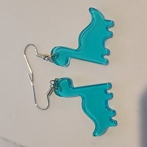 Blue dinosaur earrings